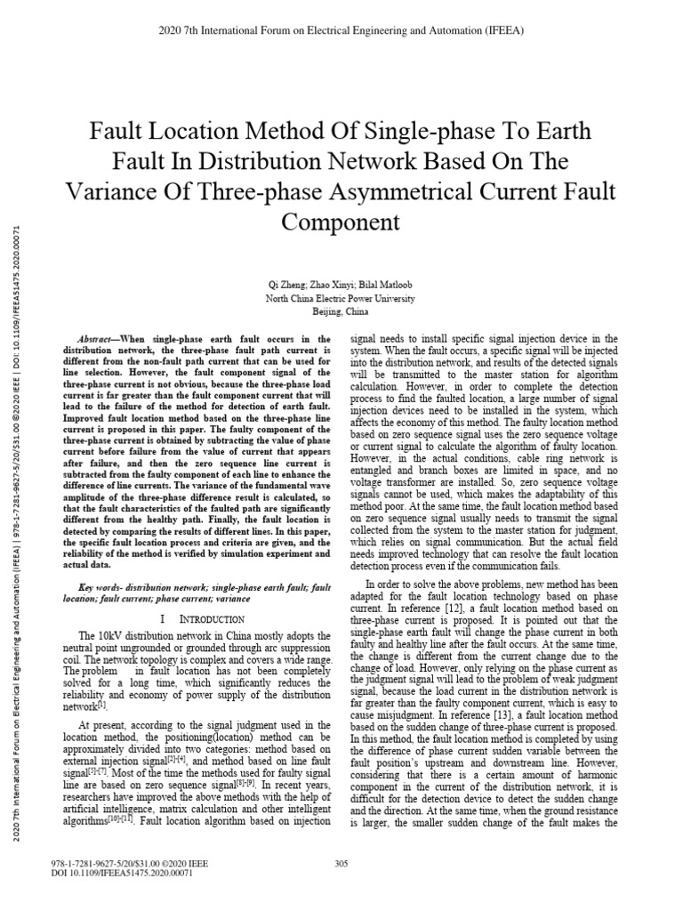 Single-Phase Earth Fault Location Method | PDF | Phase (Waves ...