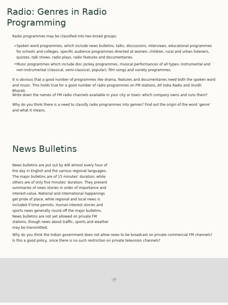 Overview of Radio Genres | PDF | News | News Broadcasting