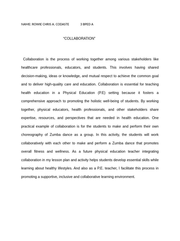 Importance of Collaboration in PE Education | PDF