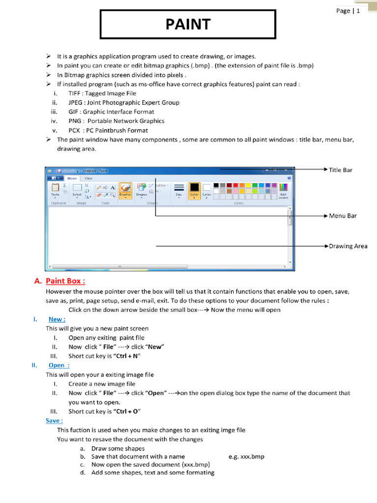 MS Paint: Features and Functions Guide | PDF | Computer Graphics | Software