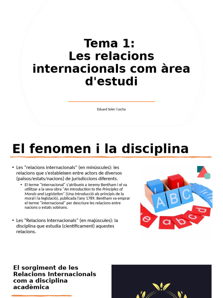 Tema 1. Les Relacions Internacionals Com A Àrea D'estudi | PDF