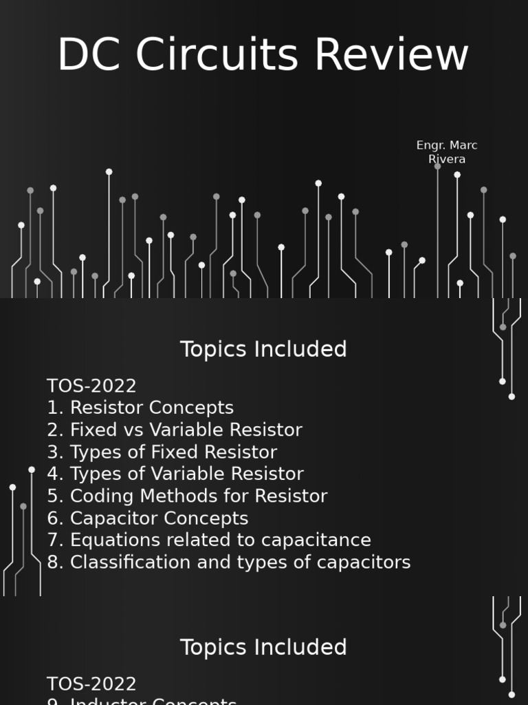 DC Circuits Concepts and Components Guide | PDF | Capacitor | Inductor