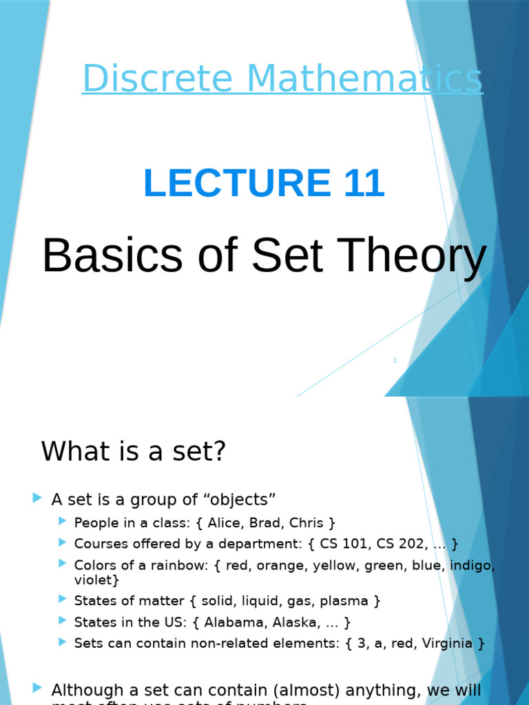 Discrete Structures - Lecture 11 | PDF | Set (Mathematics) | Mathematics