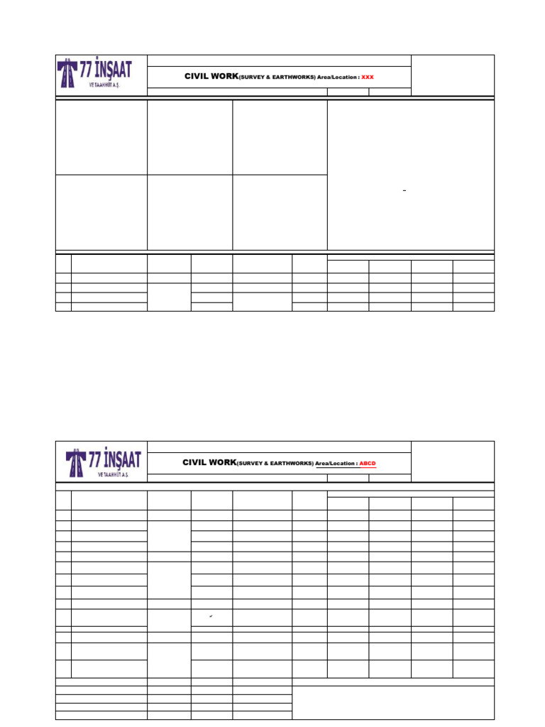 Civil Works Inspection Test Plan | PDF | Specification (Technical Standard)
