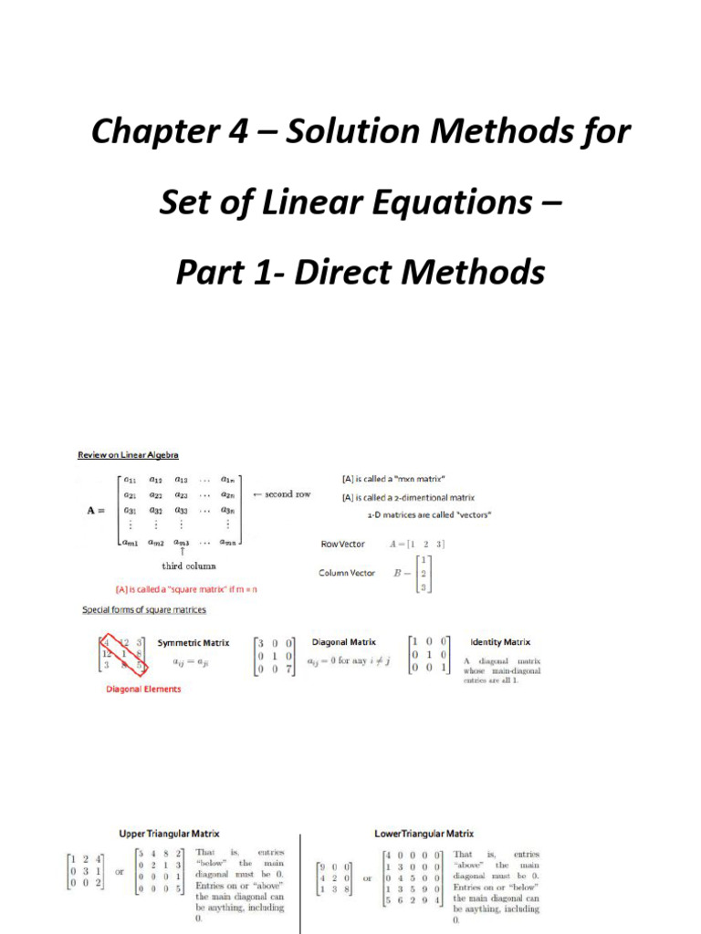 Direct Methods for Linear Equations | PDF | Matrix (Mathematics ...