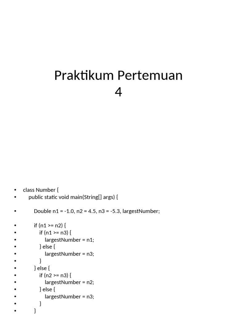Contoh Kode Java untuk Praktikum 4 | PDF