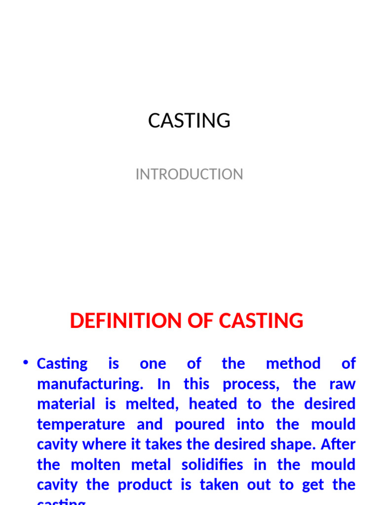 Introduction to Metal Casting Process | PDF | Casting | Crafts