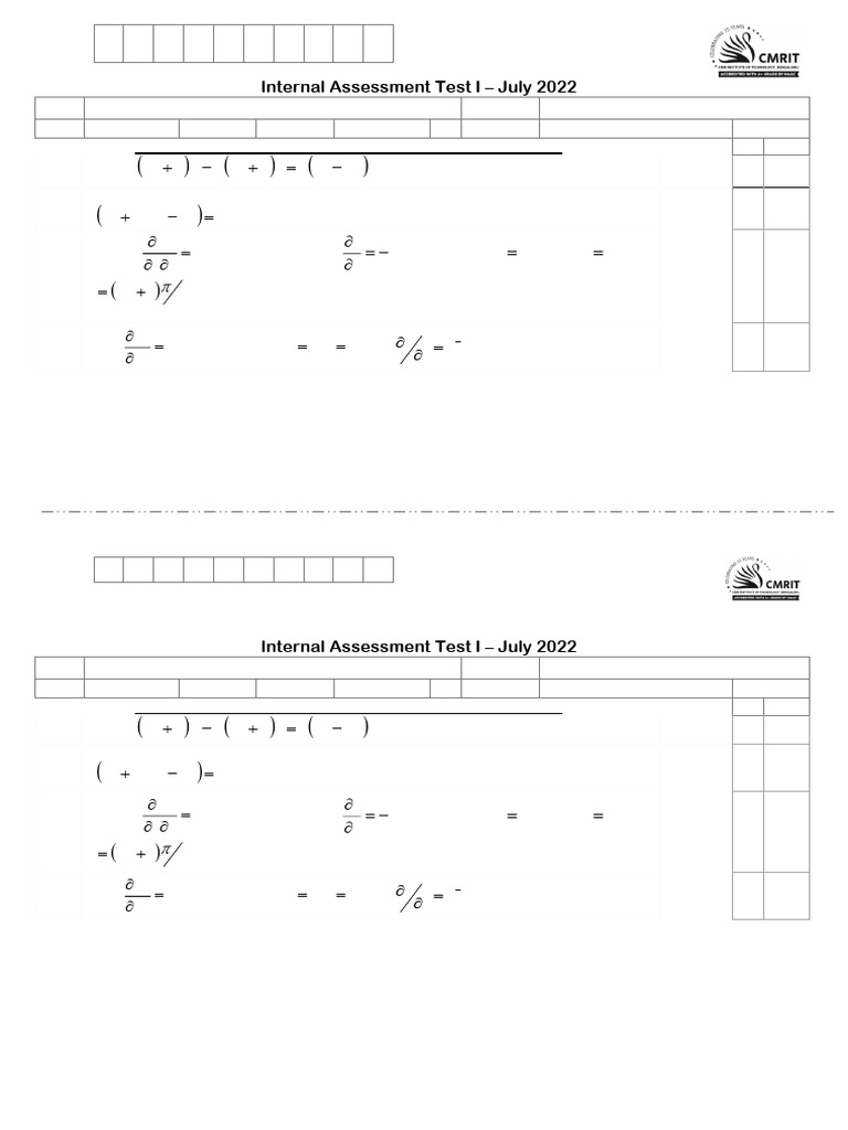 IAT-I Question Paper With Solution of 21MAT21 Advanced Calculus and ...