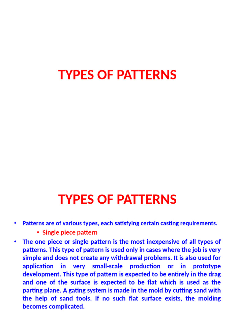 Types of Patterns | PDF | Casting | Industrial Processes