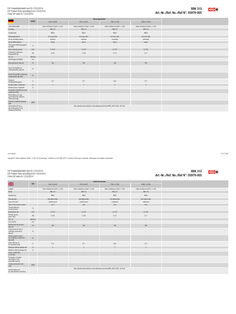 Ventilator Datablad | PDF