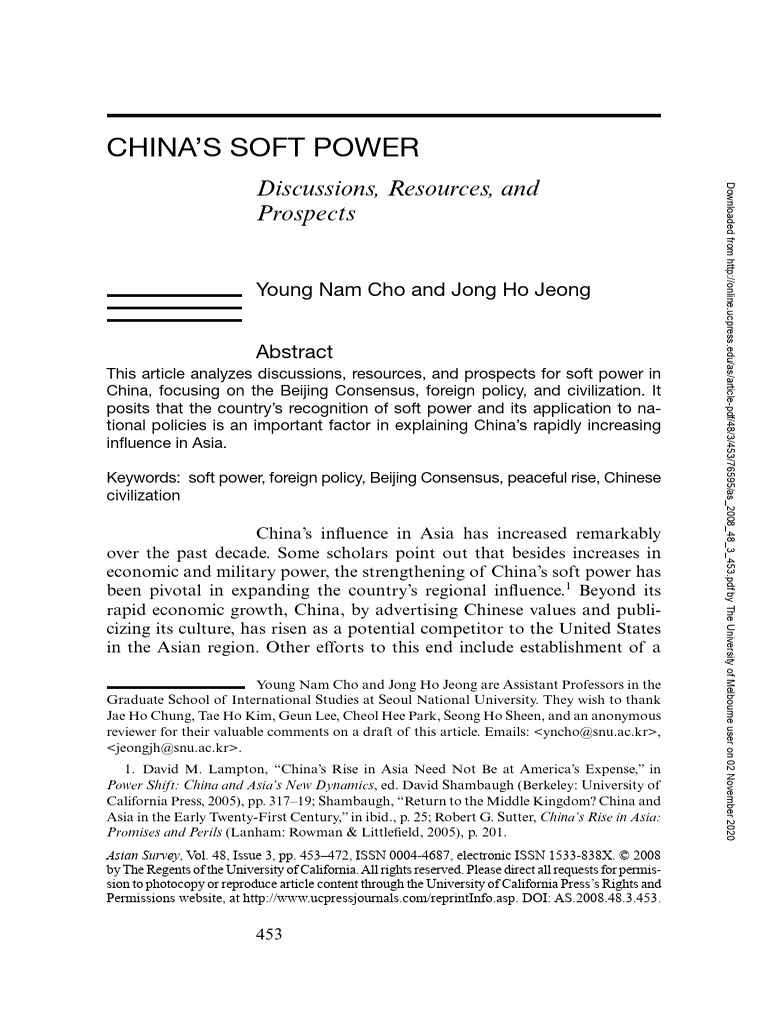China's Soft Power: Influence in Asia | PDF | Soft Power | China