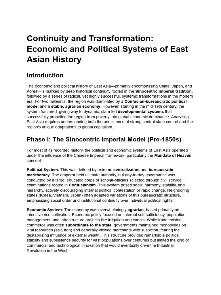 East Asia's Economic and Political Evolution | PDF | East Asia | China