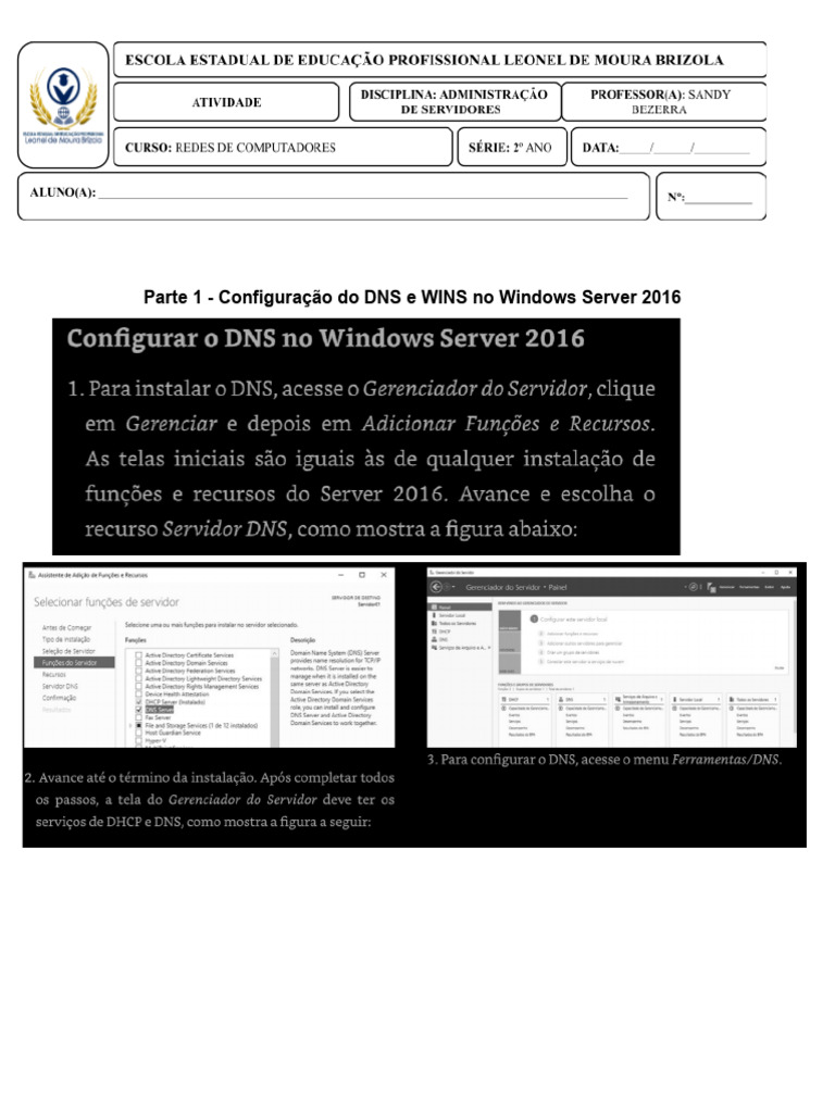 Configuração de DNS e WINS no Windows Server | PDF