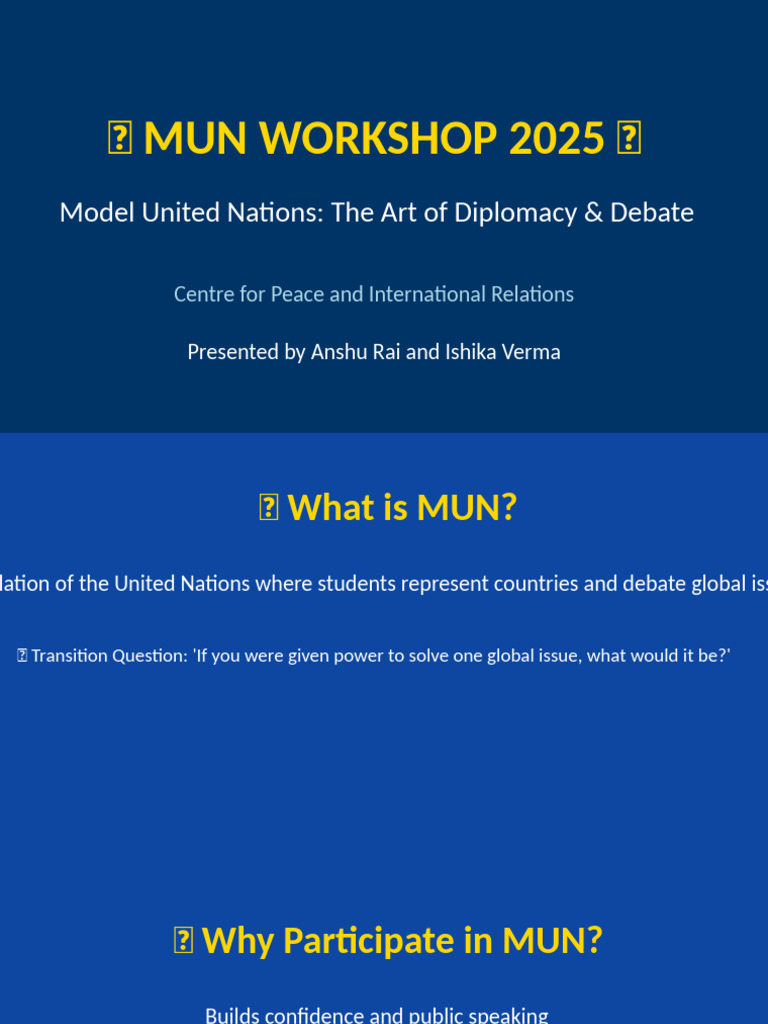 MUN Workshop 2025: Diplomacy Skills | PDF | United Nations ...