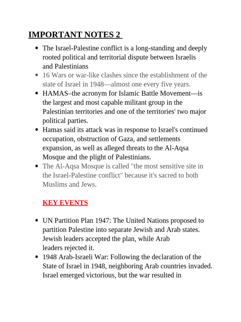 Overview of the Israel-Palestine Conflict | PDF