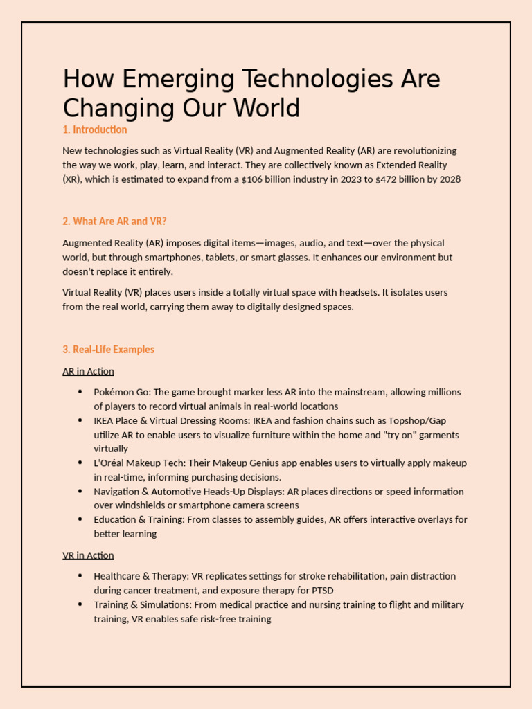 AR and VR: Transforming Daily Life | PDF | Augmented Reality | Virtual ...