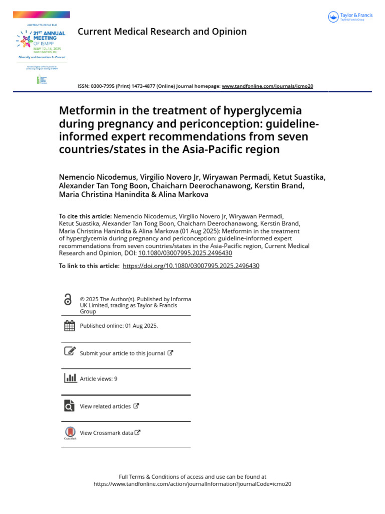 Metformin Guidelines for Hyperglycemia in Pregnancy | PDF | Gestational ...
