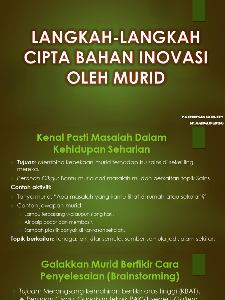 Langkah-Langkah Cipta Bahan Inovasi Oleh Murid | PDF