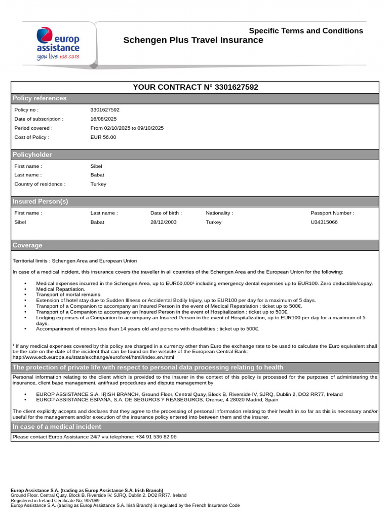 SpecialConditions 3301627592 2025-08-16 | PDF | Insurance | Deductible
