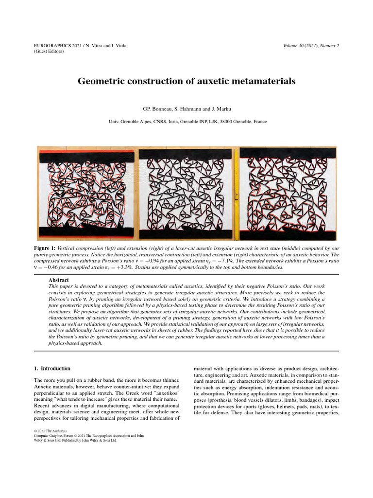 Geometric Design of Auxetic Metamaterials | PDF | Vertex (Graph Theory ...