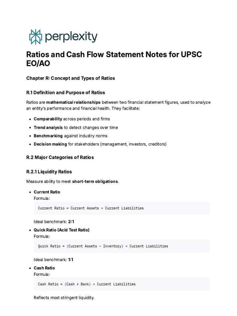 Financial Ratios and Cash Flow Analysis | PDF | Cash Flow Statement ...