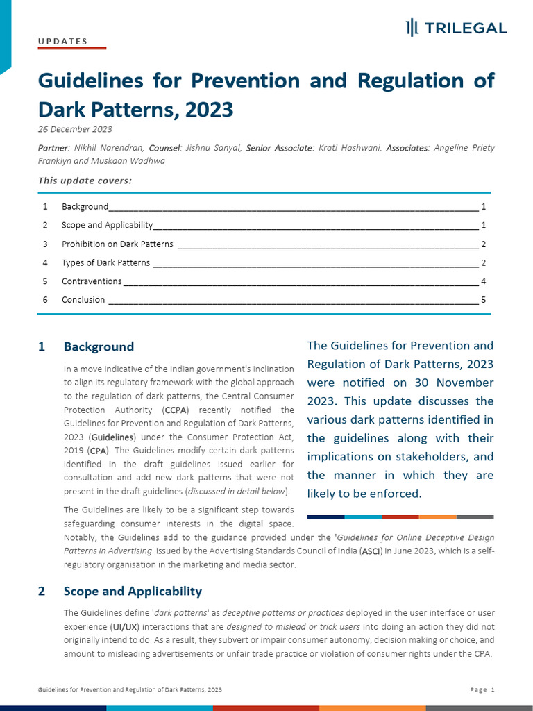 2023 Guidelines on Dark Patterns Regulation | PDF | Advertising | False ...