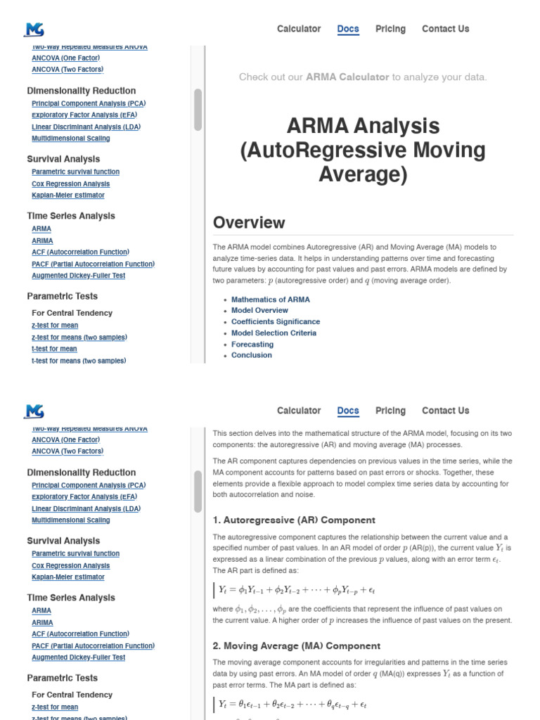 ARMA Model Overview and Analysis Guide | PDF | Time Series ...