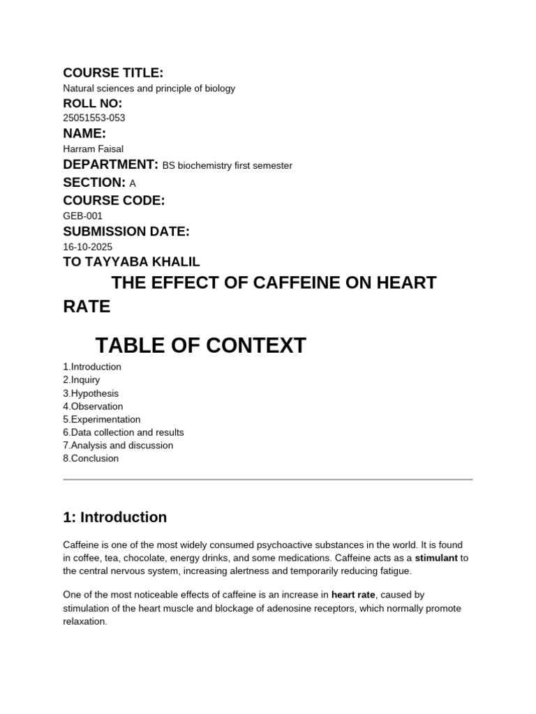 Caffeine's Impact on Heart Rate Study | PDF | Caffeine | Heart Rate