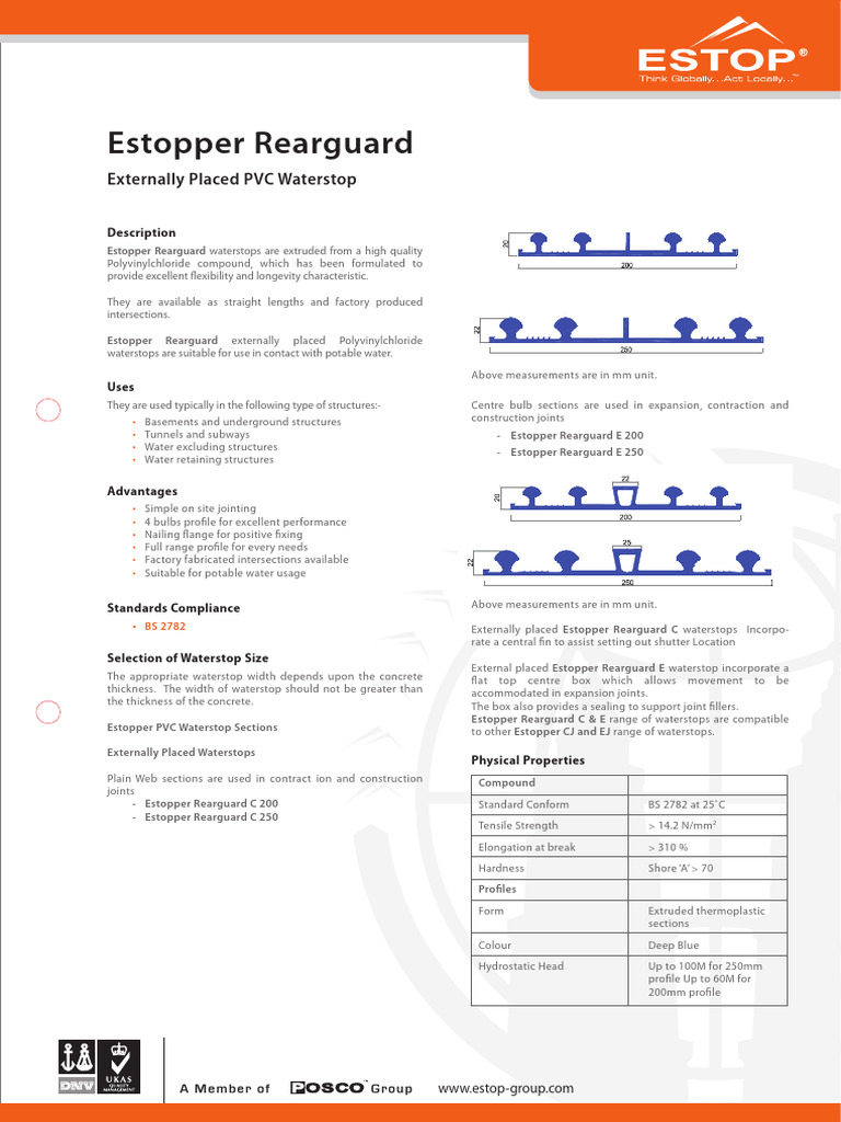 Estopper Rearguard PVC Waterstop Guide | PDF | Welding | Construction