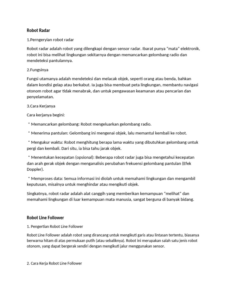 Jenis-Jenis Robot dan Fungsinya | PDF