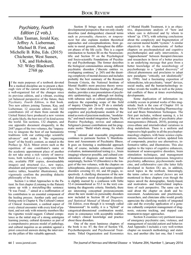 Comprehensive Review of Psychiatry Textbook | PDF | Psychiatry | Mental ...