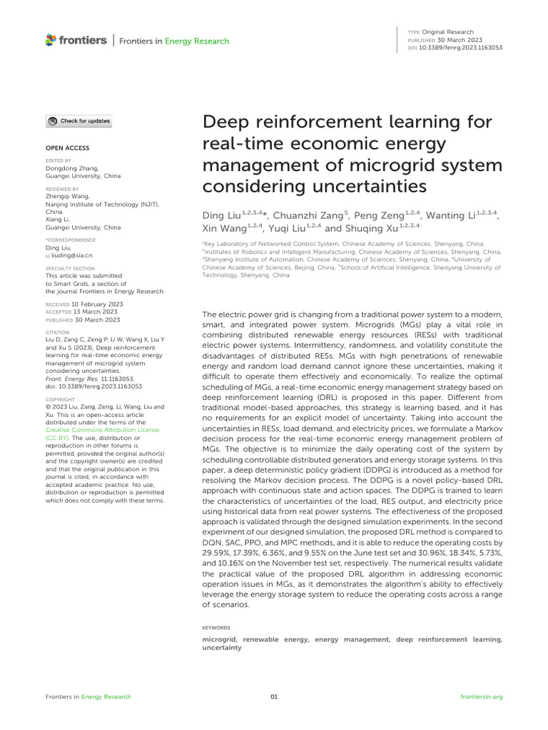 DRL for Economic Energy Management in Microgrids | PDF | Deep Learning ...
