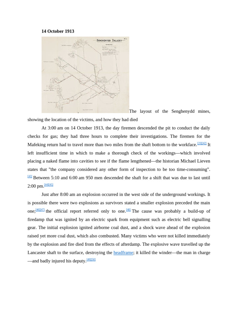 Senghenydd Explosion: 1913 Disaster Overview | PDF | Mining | Coal Mining