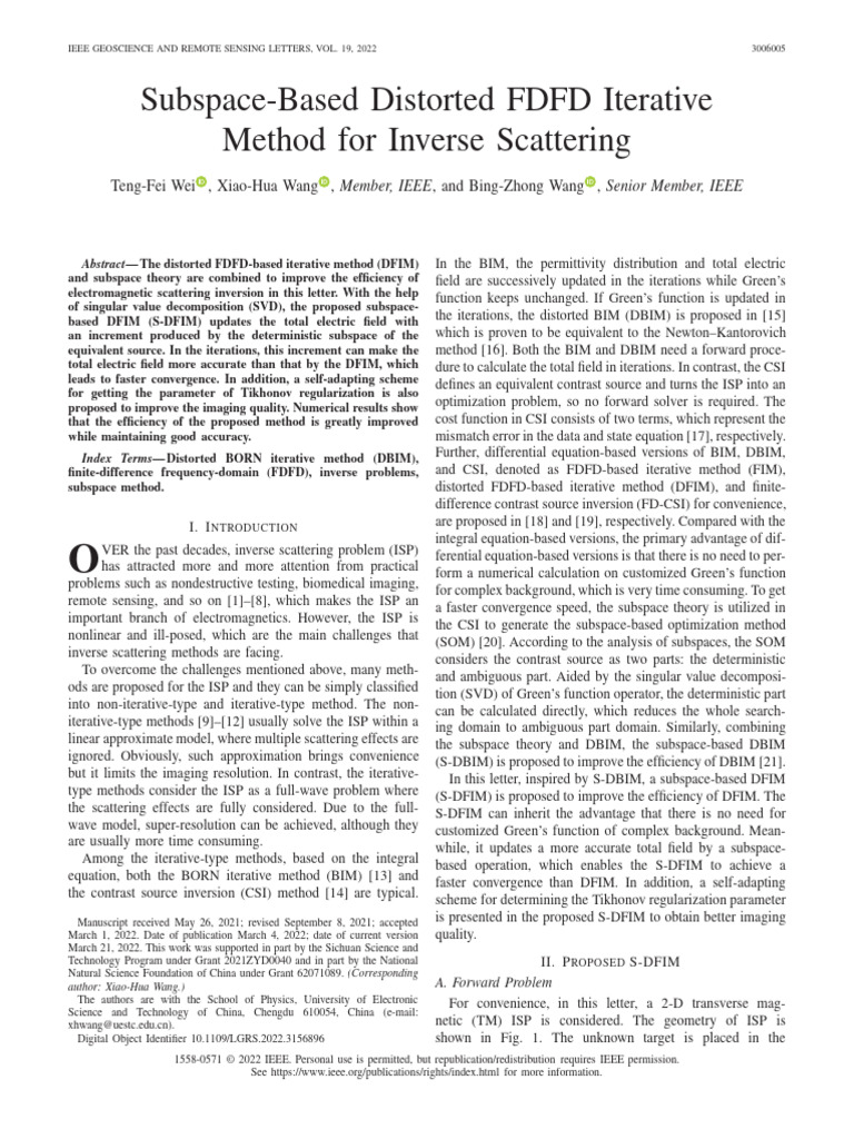 Subspace-Based Distorted FDFD Iterative Method For Inverse Scattering ...