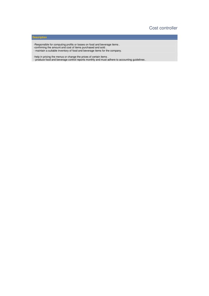 Cost Controller | PDF