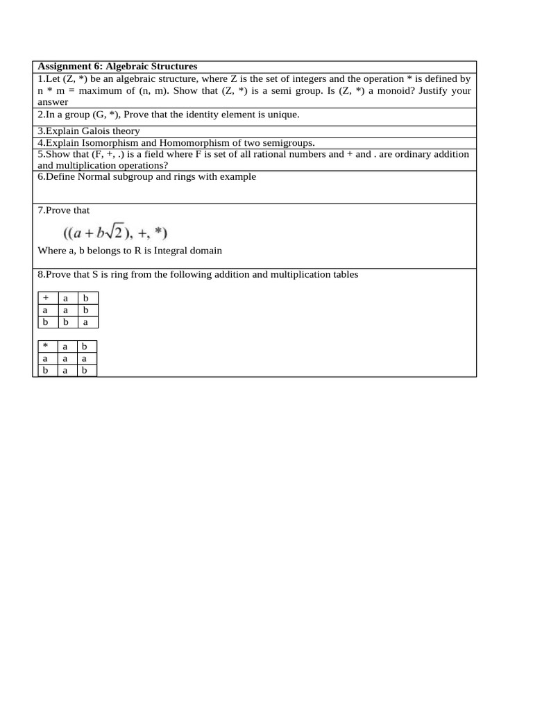 Algebraic Structures Assignment Guide | PDF