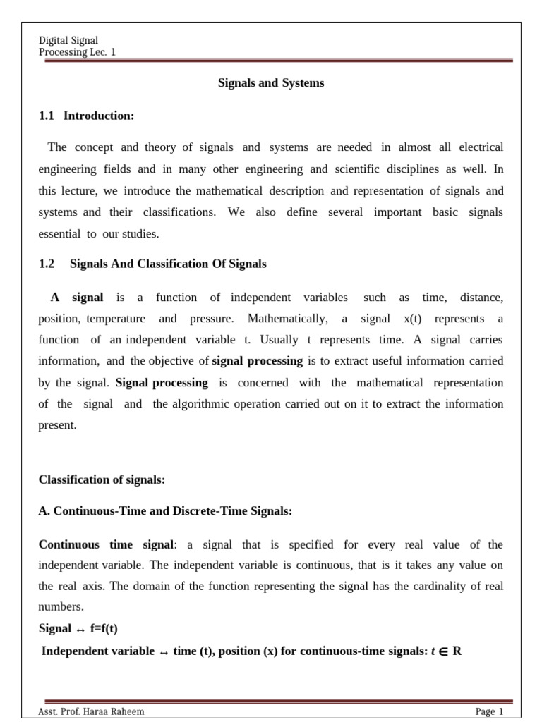 Lecture 1 | PDF | Function (Mathematics) | Discrete Time And Continuous ...