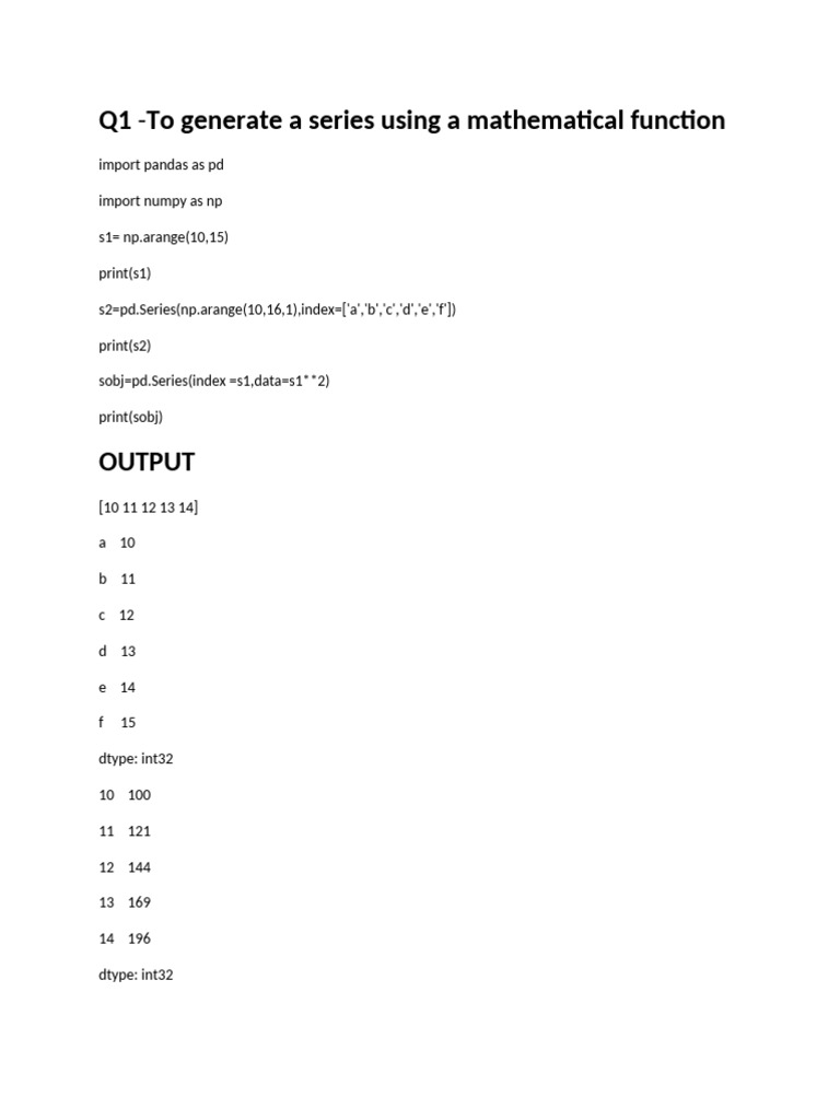 Python DataFrame and Series Operations | PDF | Computing | Computer Science
