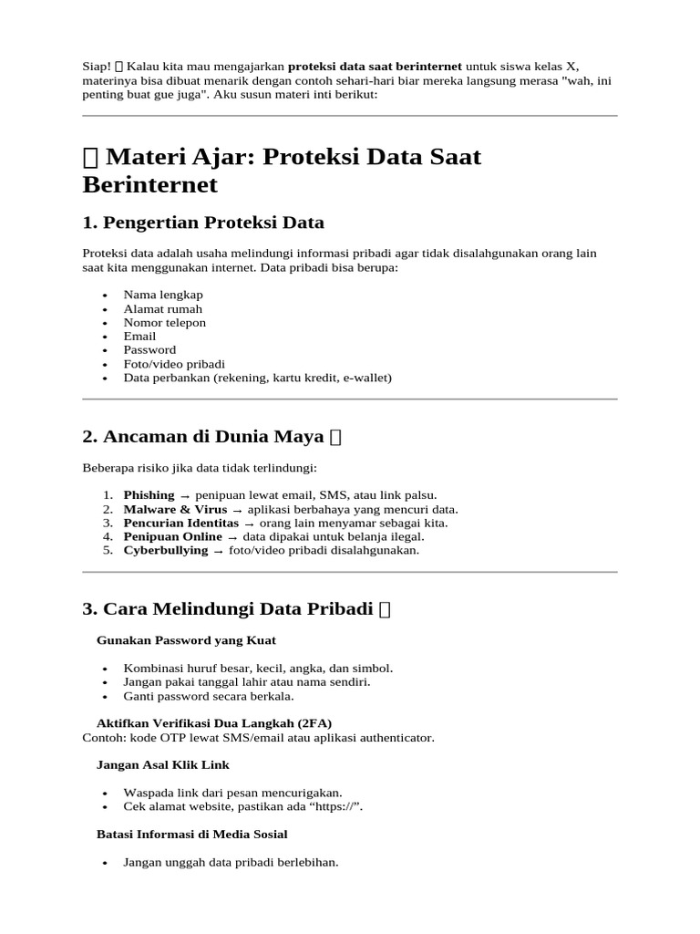 Pengertian Proteksi Data Internet | PDF