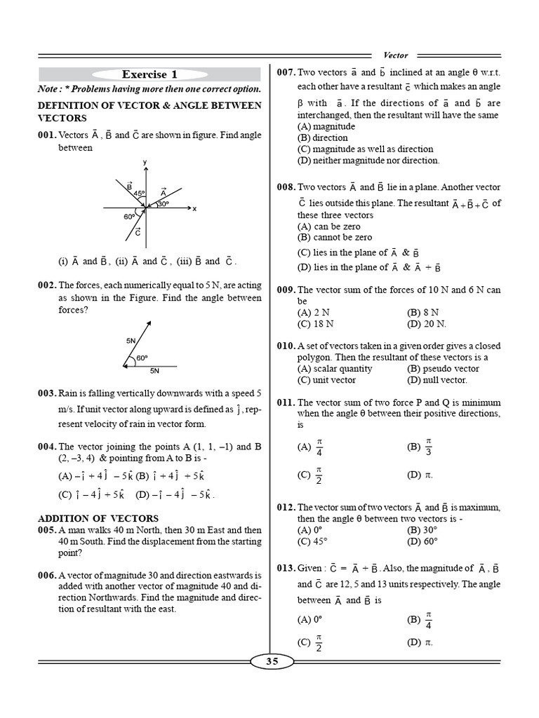 Vector Concepts and Exercises | PDF | Quantity | Force
