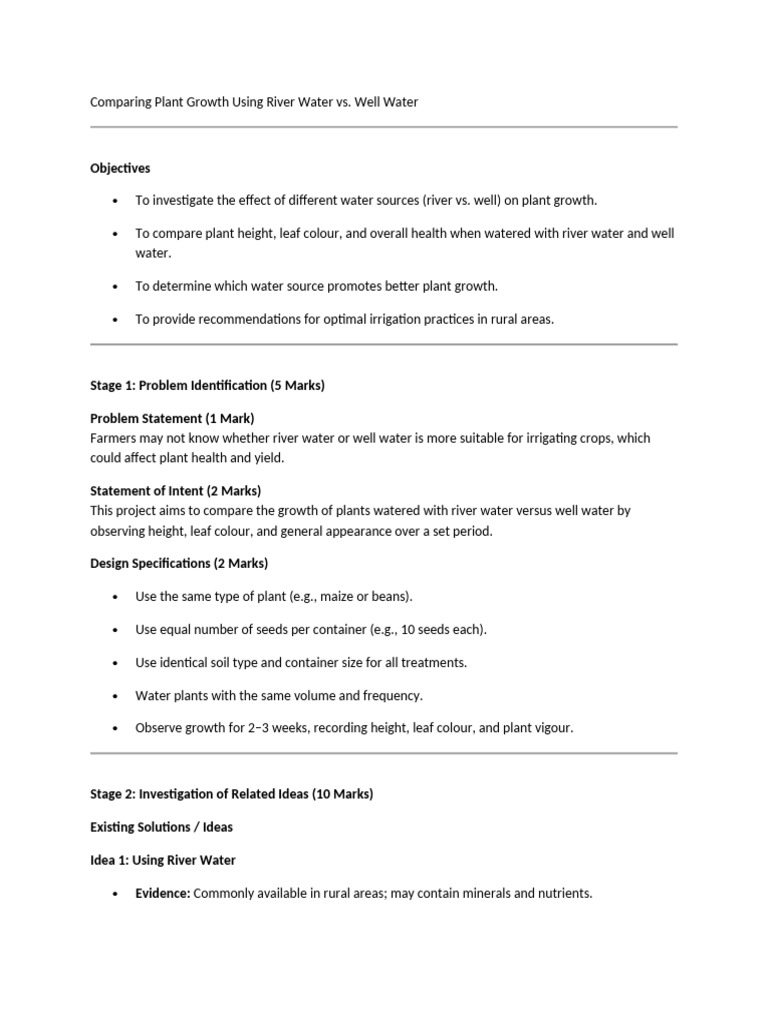 Comparing Plant Growth Using River Water Vs | PDF | Water | Plants