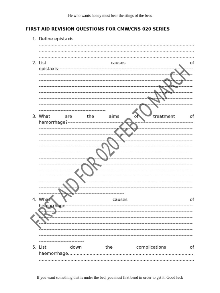 First Aid Questions-1 (1) - 1 | PDF | First Aid | Medicine