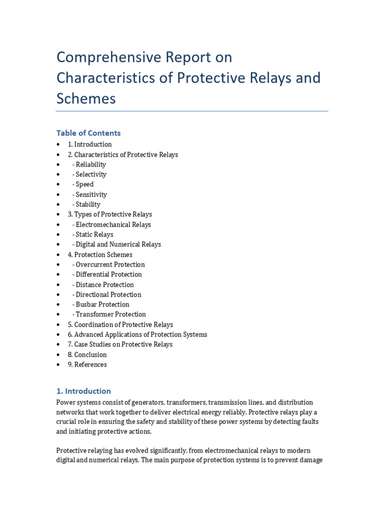 Protective Relays: Types and Characteristics | PDF | Relay ...