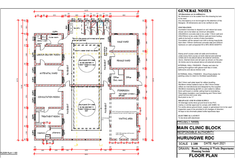 Main Clinic Block Floor Plan Details | PDF | Wall | Building Engineering