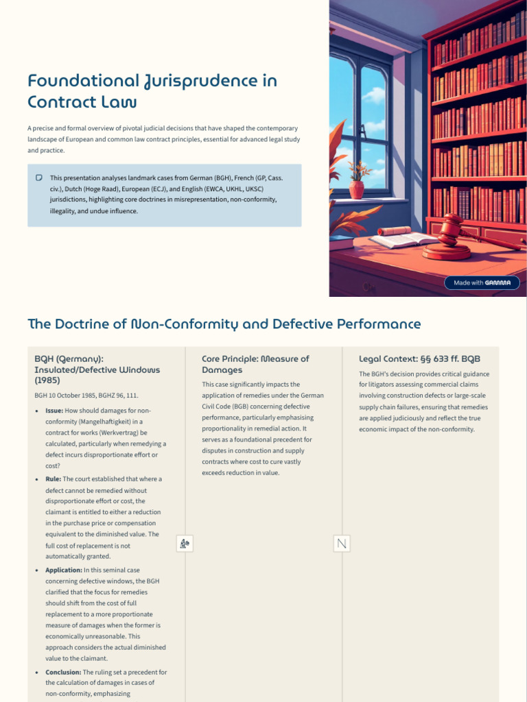 Key Jurisprudence in Contract Law | PDF | Misrepresentation | Legal Remedy