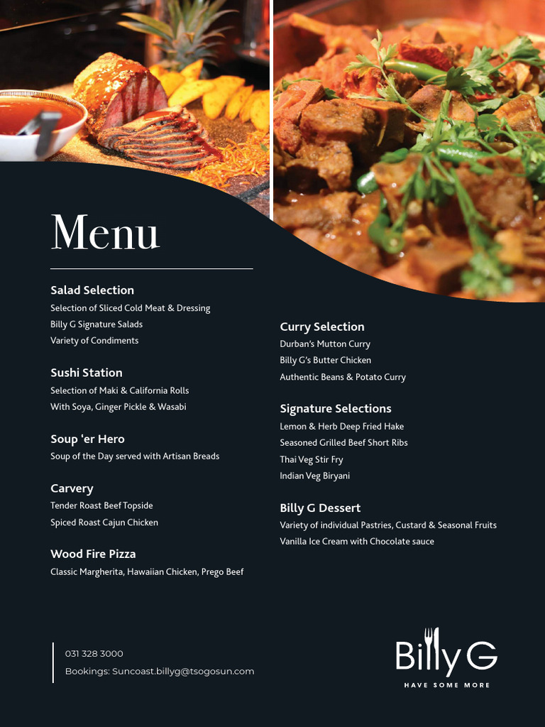 Billy G's Menu and Prices 2025 | PDF