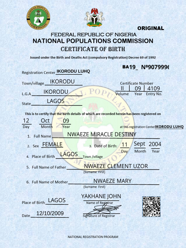 Photo inspiration: Birth Certificate Registration Documents Reference: Nigeria Birth Certificate Registration Form