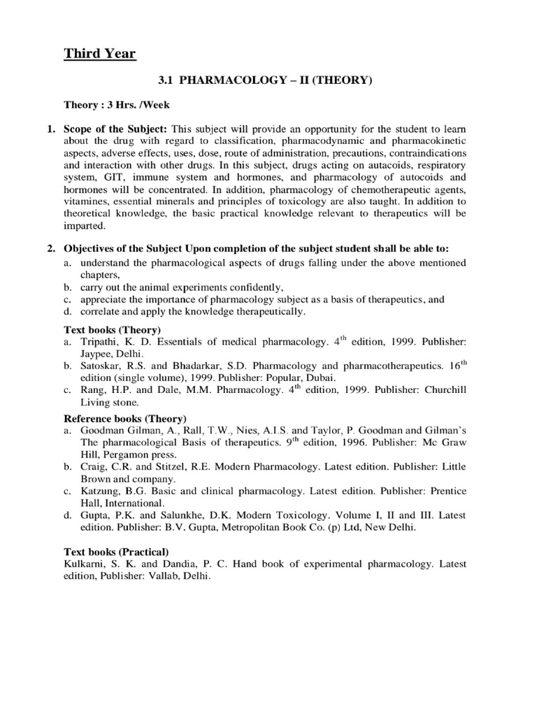 3rd Year Syllabus | PDF