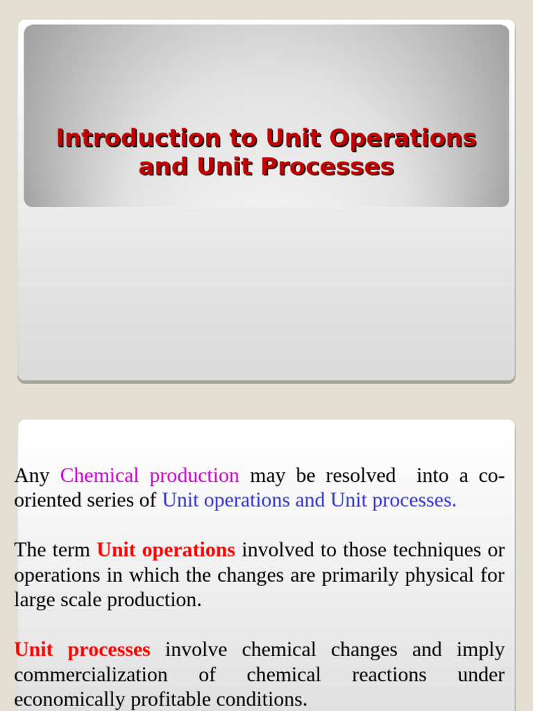 Overview of Unit Operations in Chemistry | PDF | Filtration | Liquids