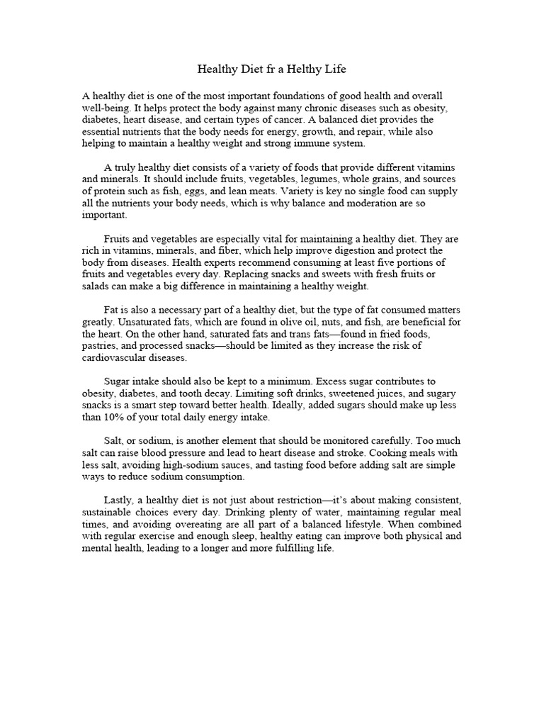 Healthy Diet FR A Helthy Life | PDF | Healthy Diet | Diet (Nutrition)